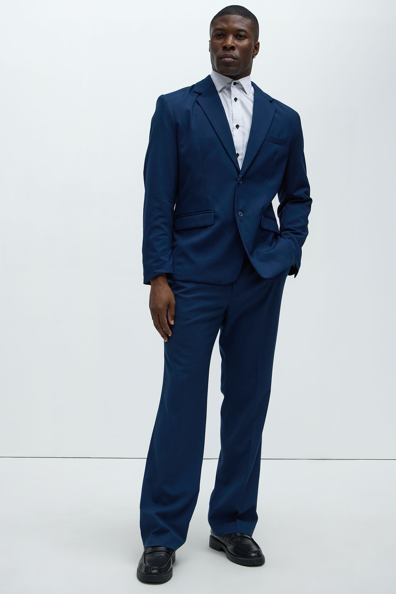 Modern Stretch Straight Trousers - Navy
