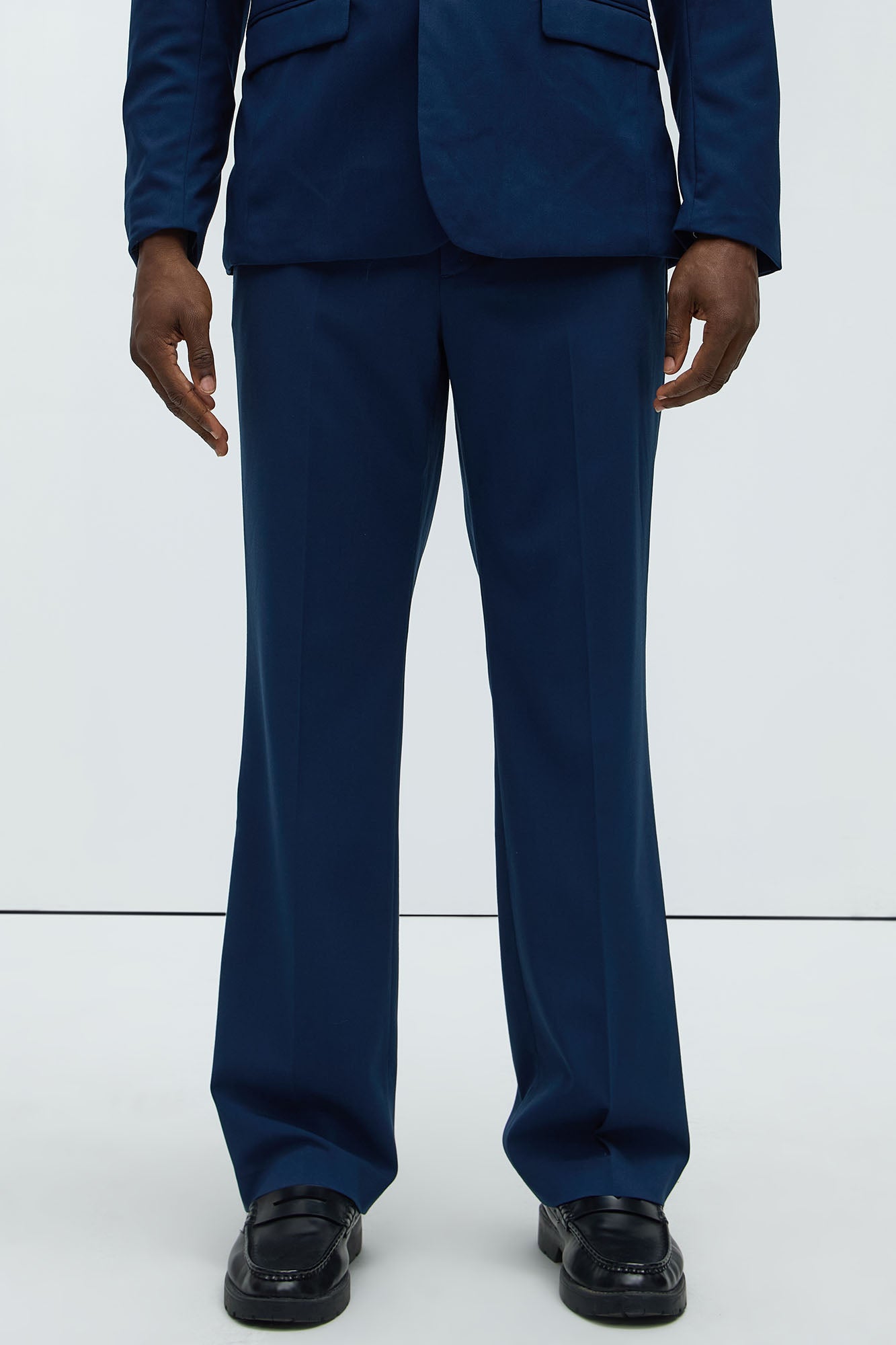 Modern Stretch Straight Trousers - Navy