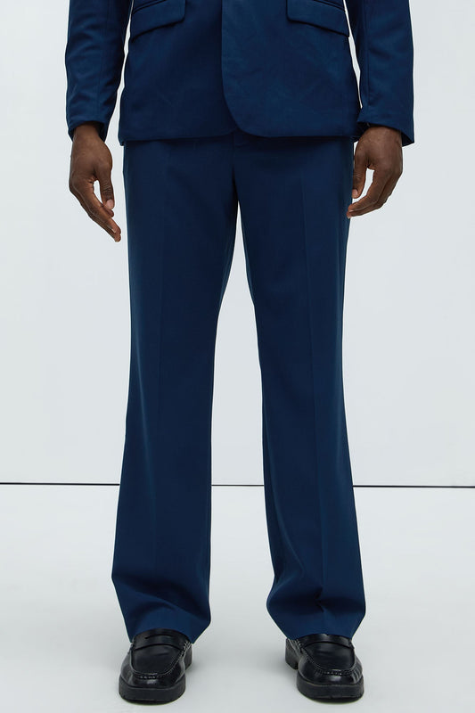 Modern Stretch Straight Trousers - Navy