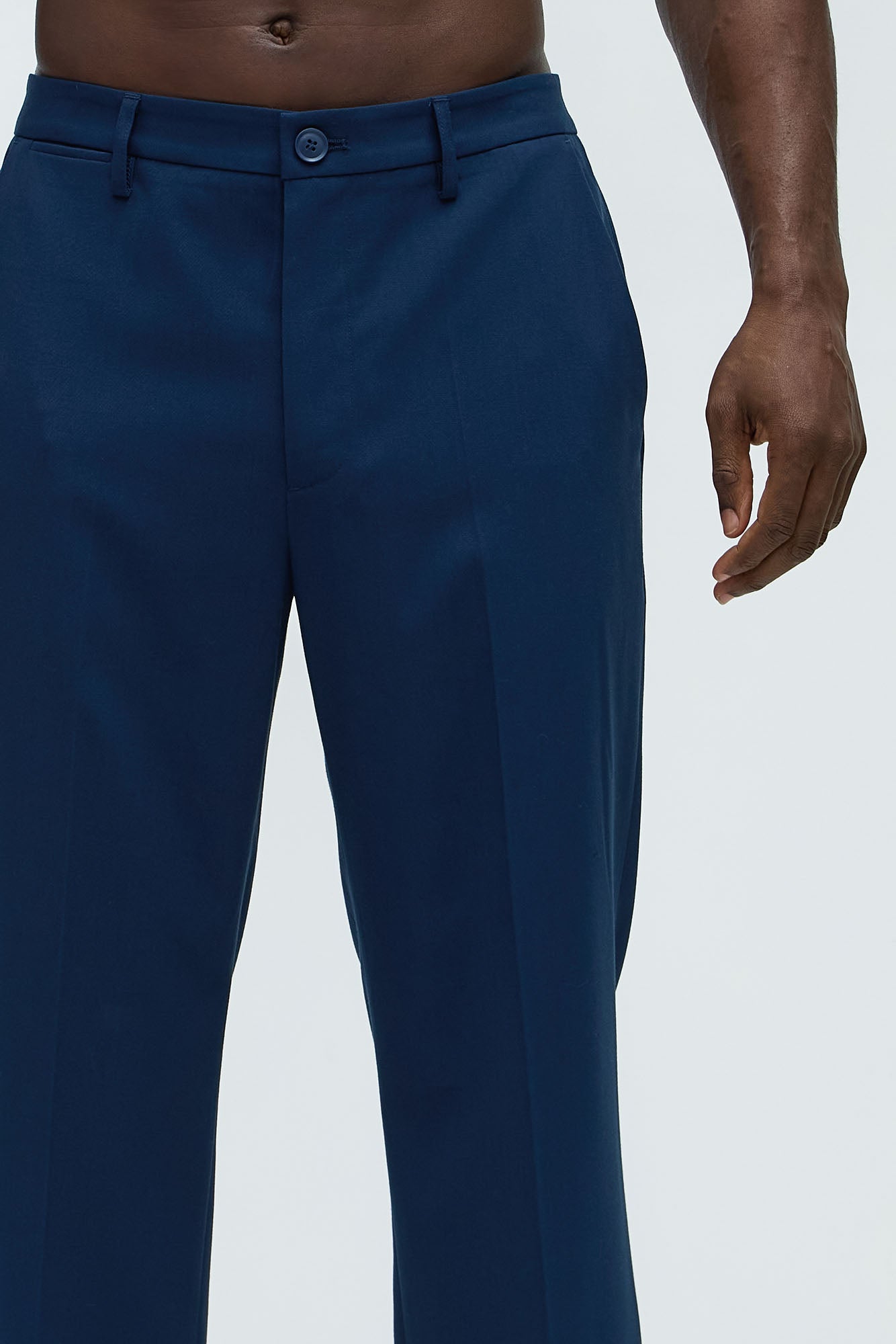 Modern Stretch Straight Trousers - Navy