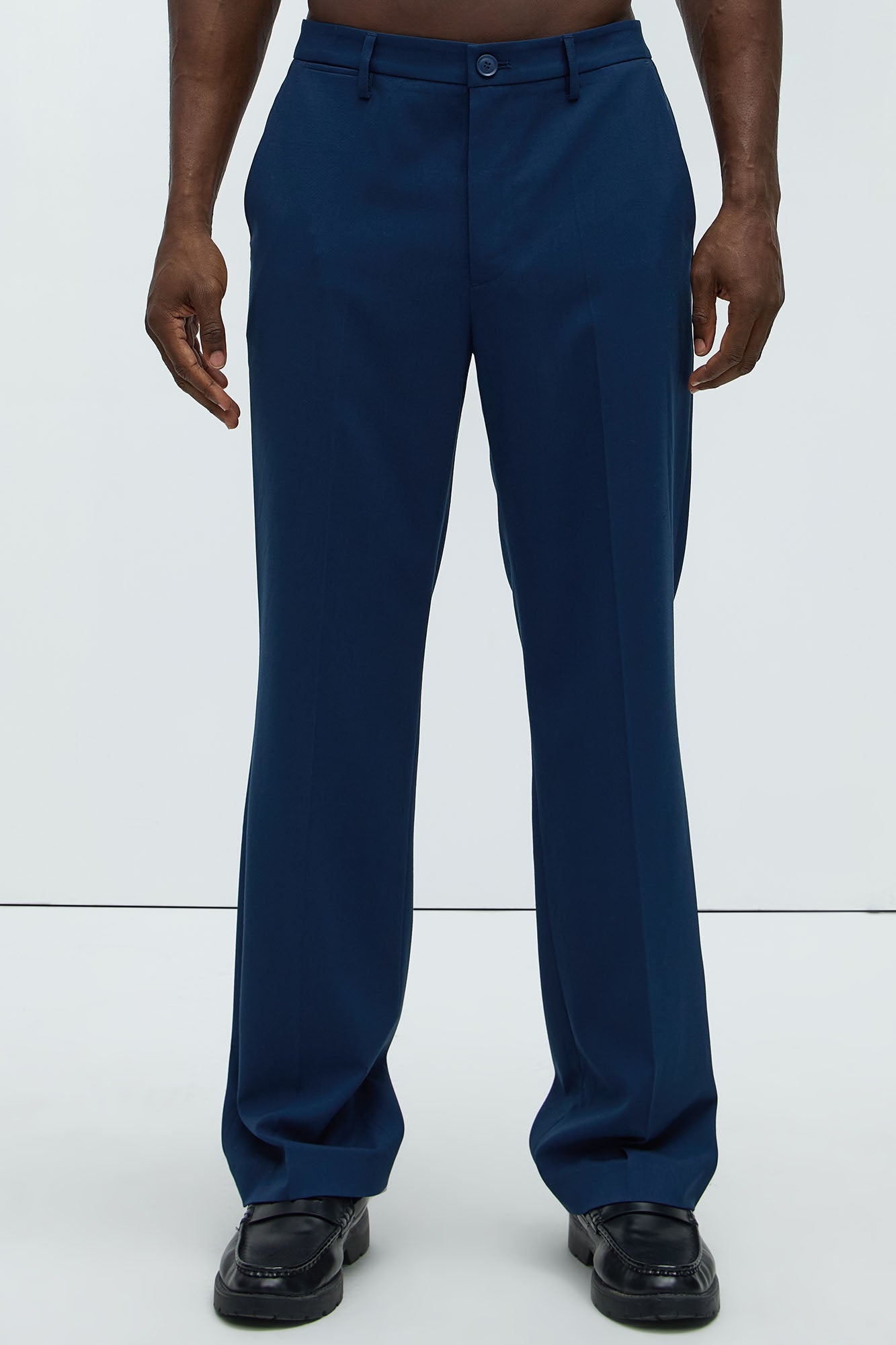 Modern Stretch Straight Trousers - Navy