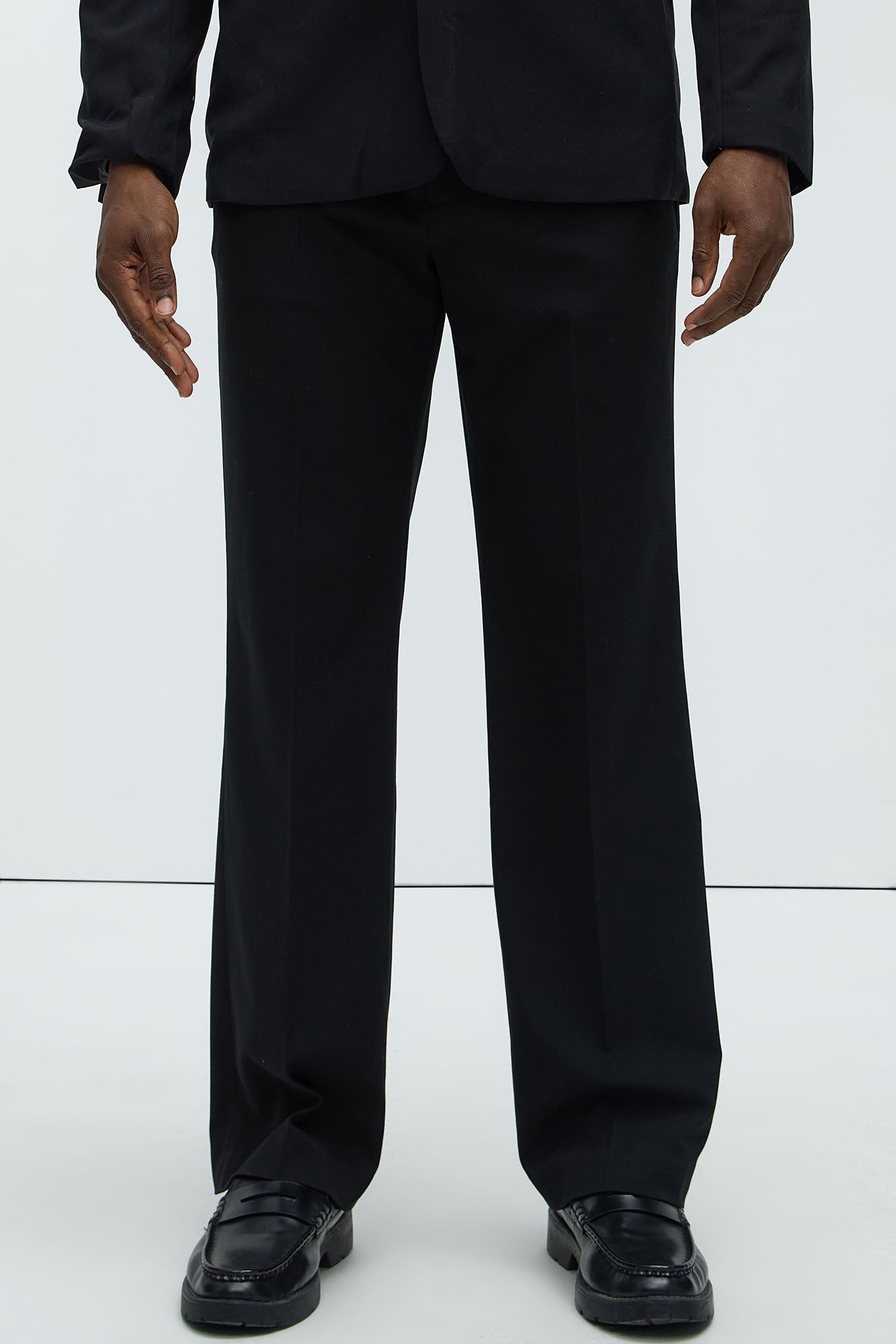 Modern Stretch Straight Trousers - Black