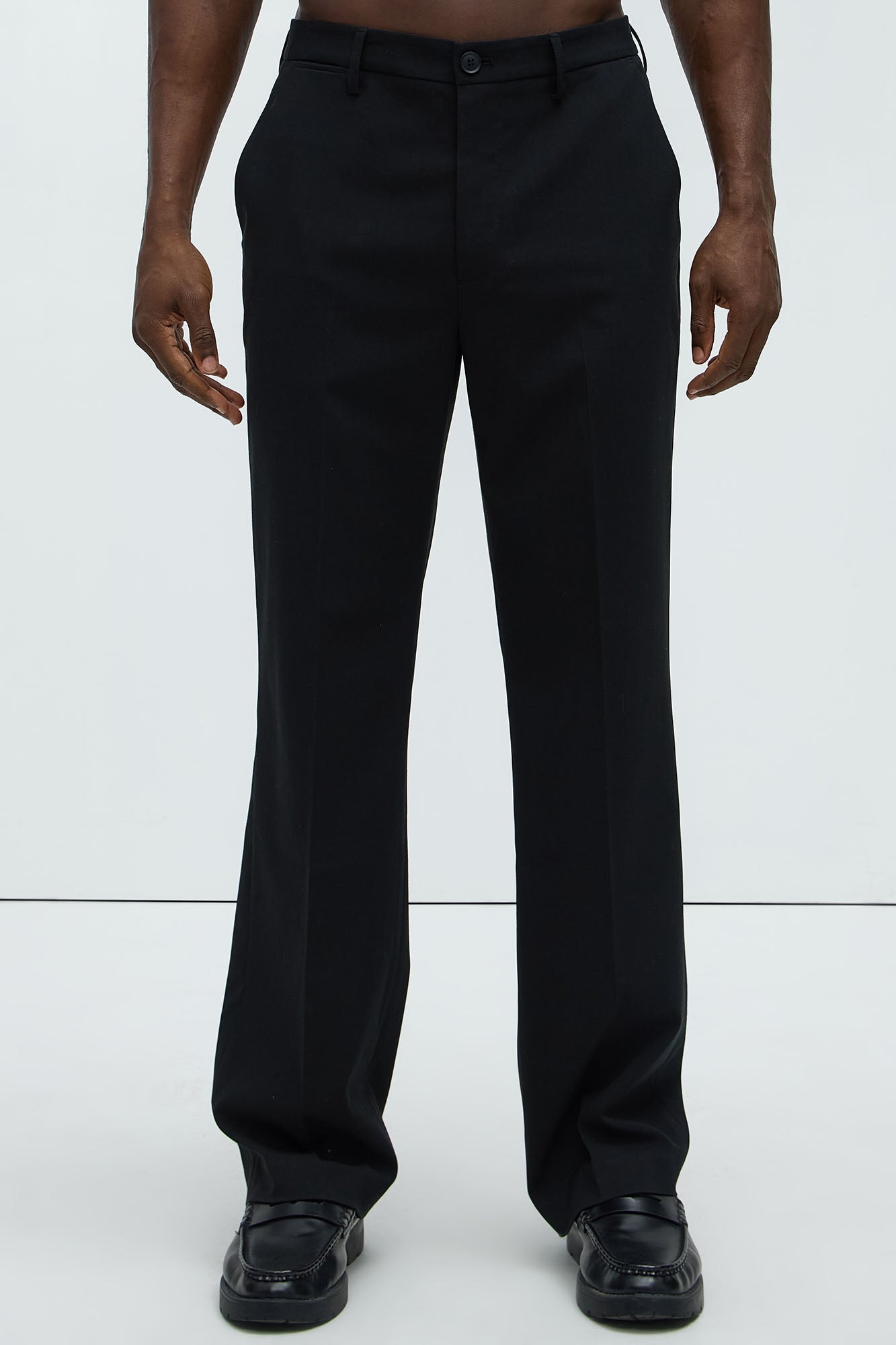 Modern Stretch Straight Trousers - Black