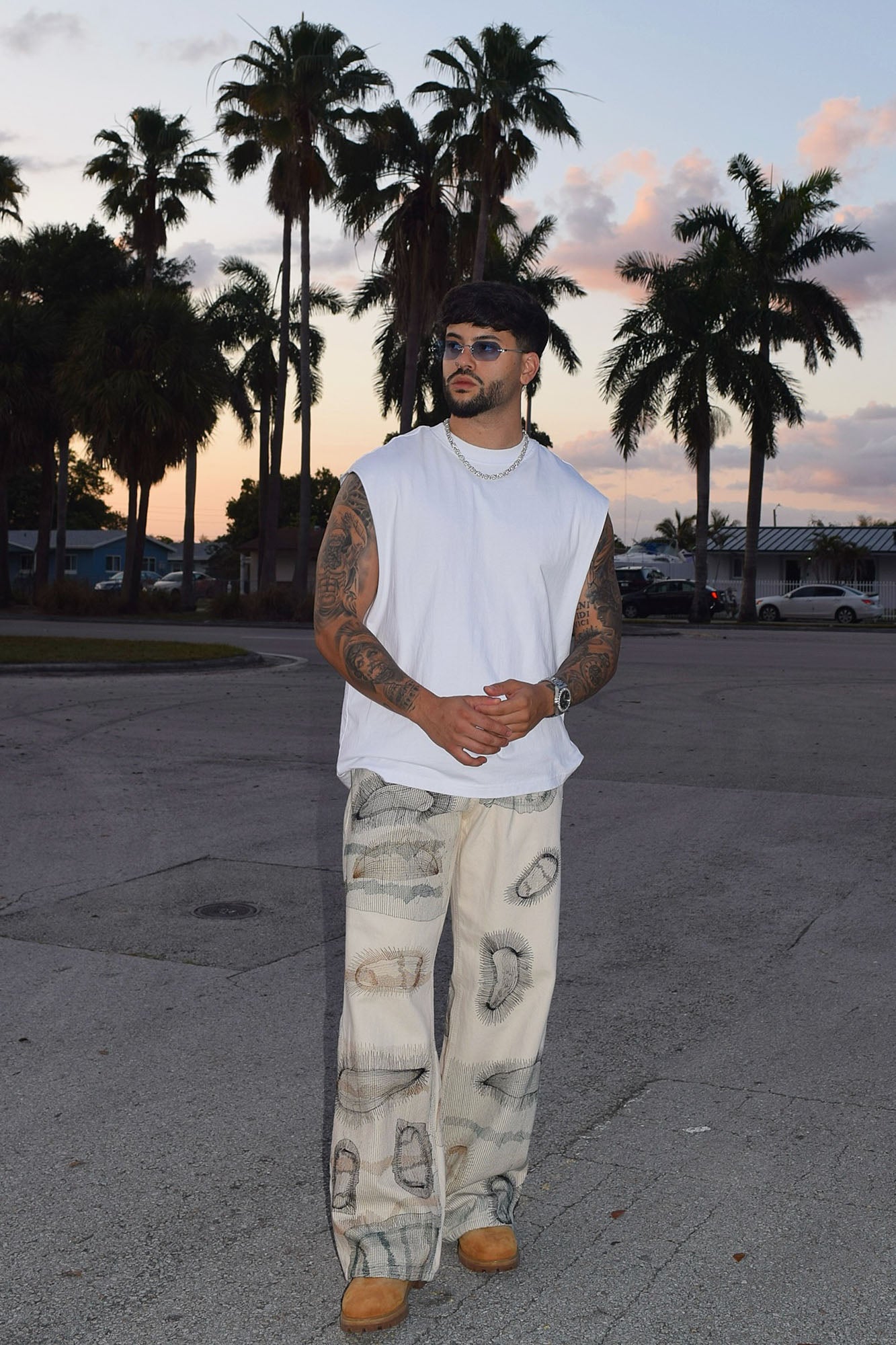 Century Repaired Baggy Jeans - Off White