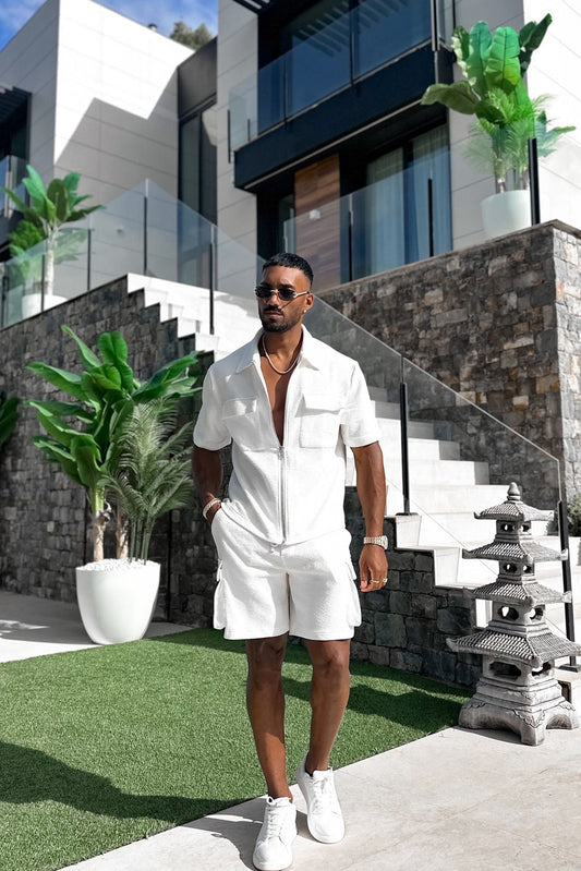 Lewis Zip Up Shirt - Cream