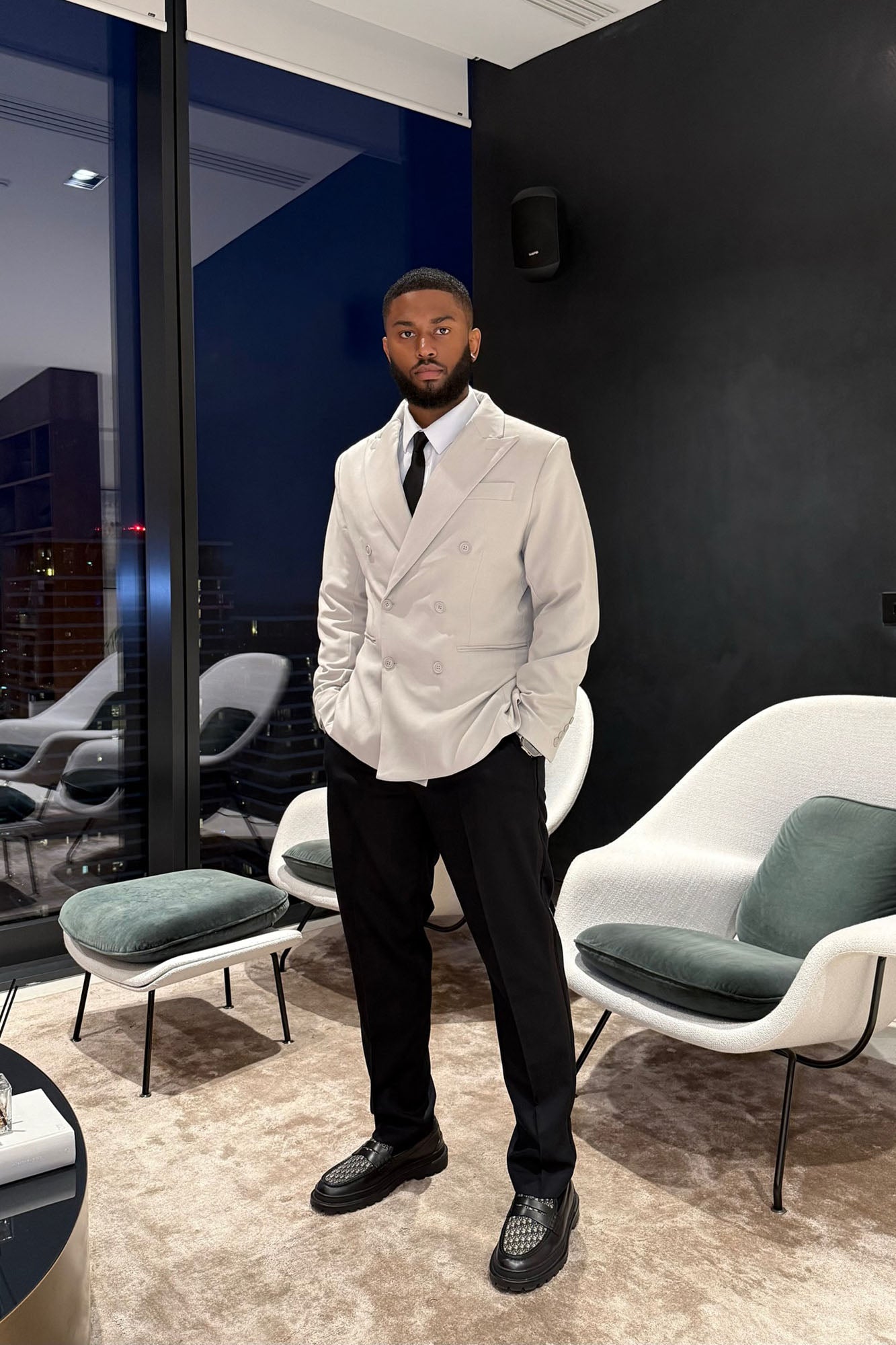 Modern Stretch Straight Trousers - Black