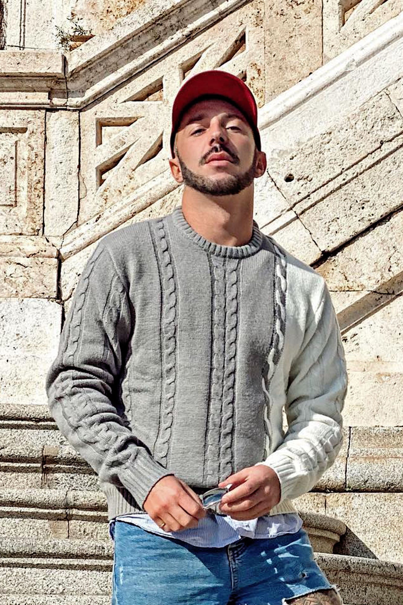 Cody Cable Knit Sweater - Heather Grey