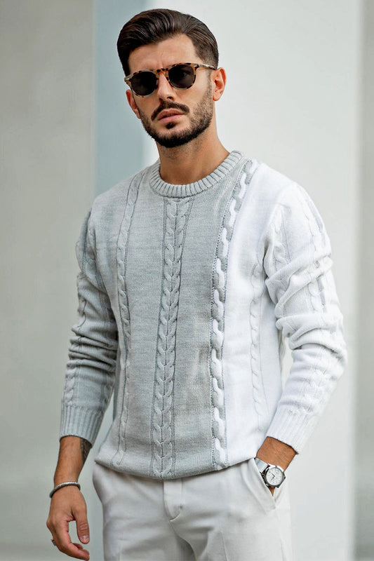Cody Cable Knit Sweater - Heather Grey