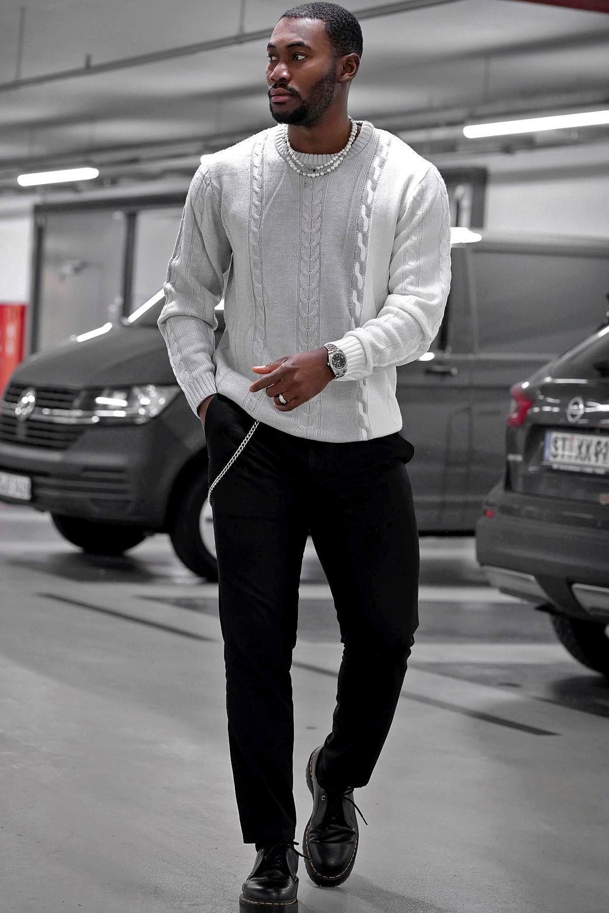 Cody Cable Knit Sweater - Heather Grey