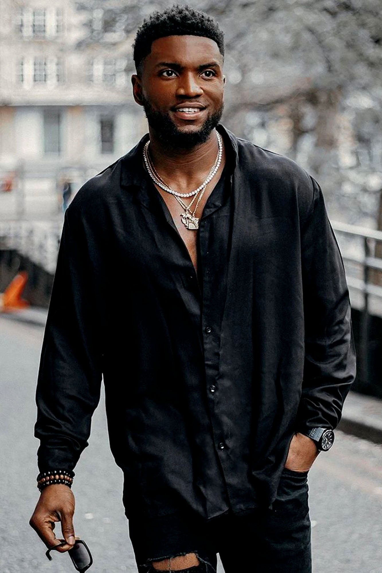 Dawson Relaxed Long Sleeve Button Up Shirt - Black