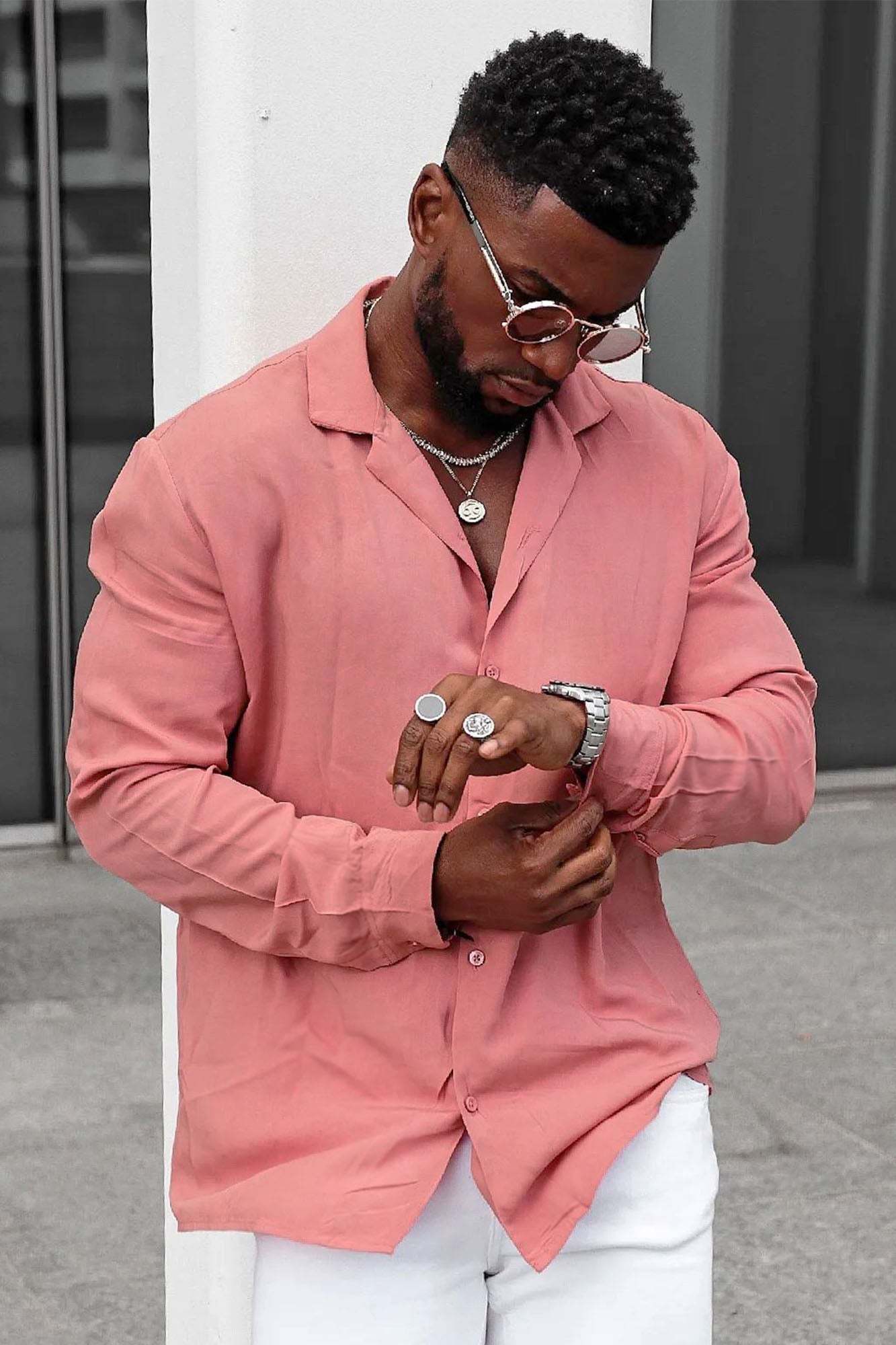 Dawson Relaxed Long Sleeve Button Up Shirt - Mauve