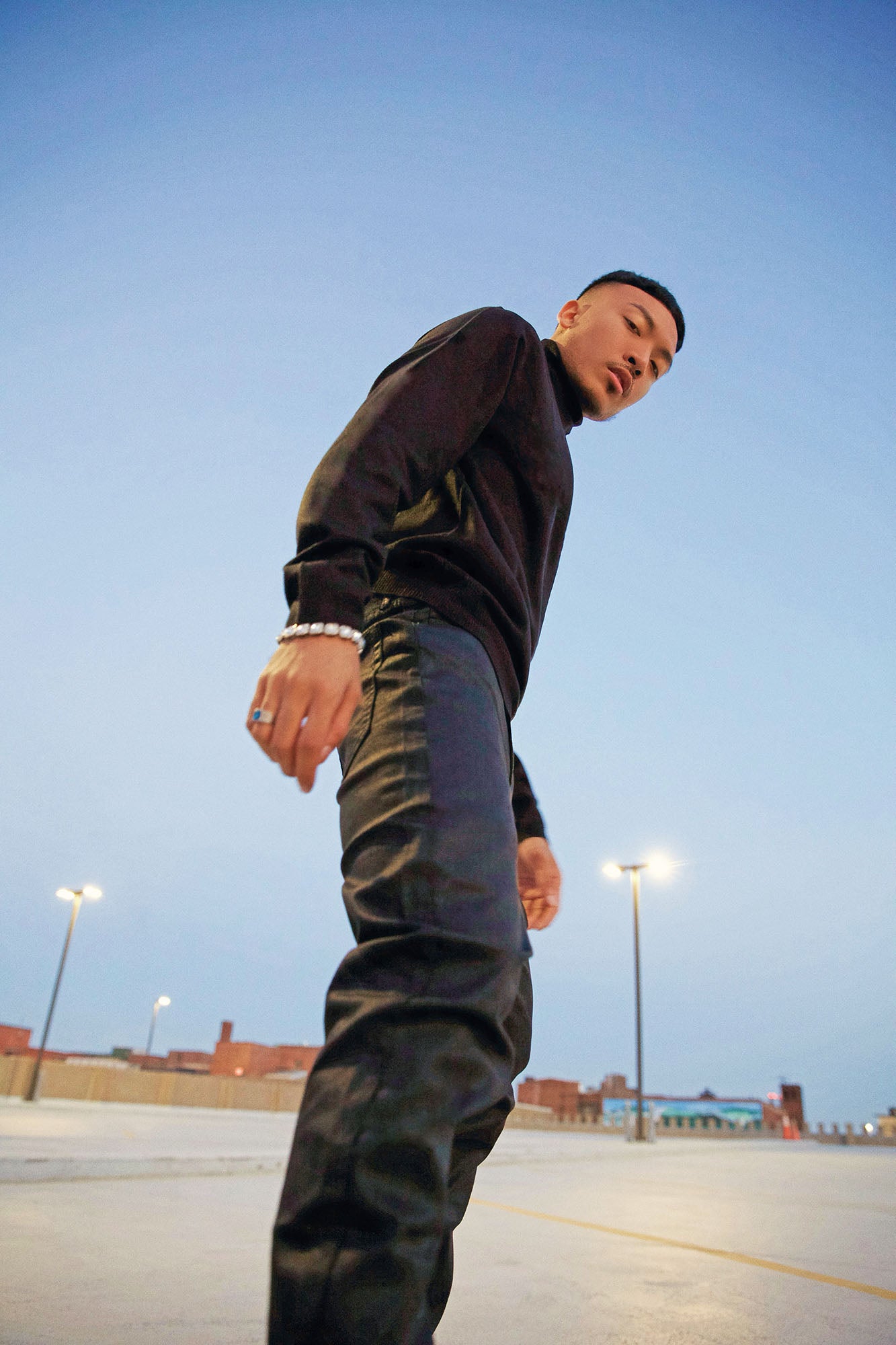 Not Like Others Waxed Slim Taper Jean - Black