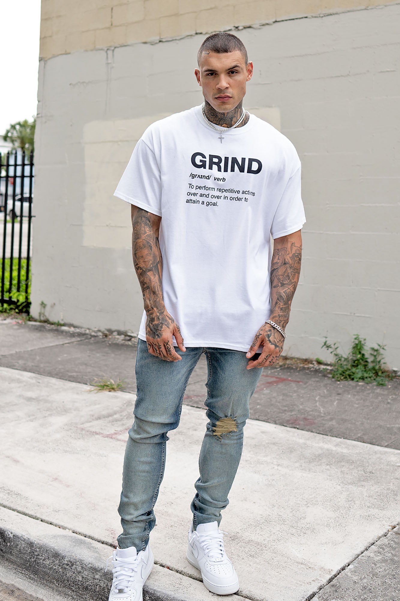 Take No L's Skinny Jean - Vintage Blue Wash